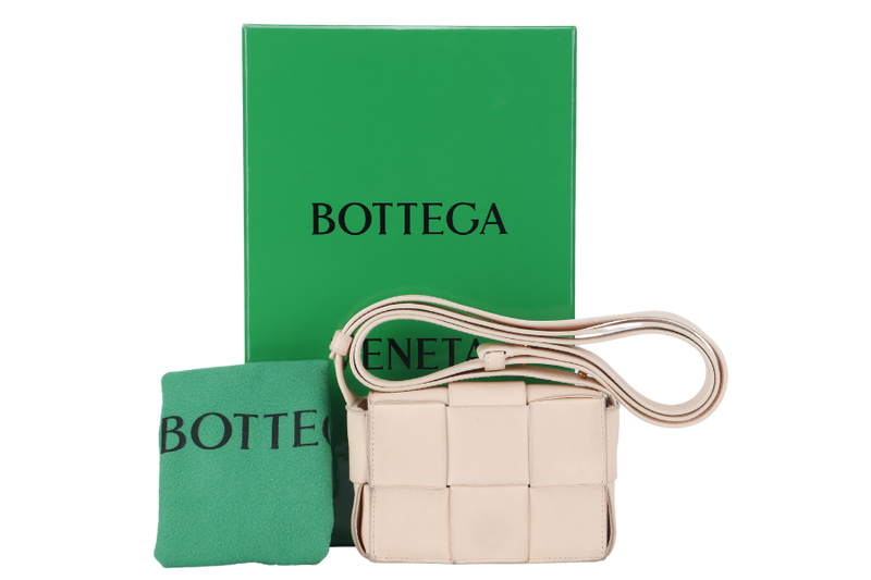 BOTTEGA VENETA CANDY CASSETTE CROSSBODY BAG MELON WASHED LAMBSKIN GOLD HARDWARE WITH DUST COVER AND BOX