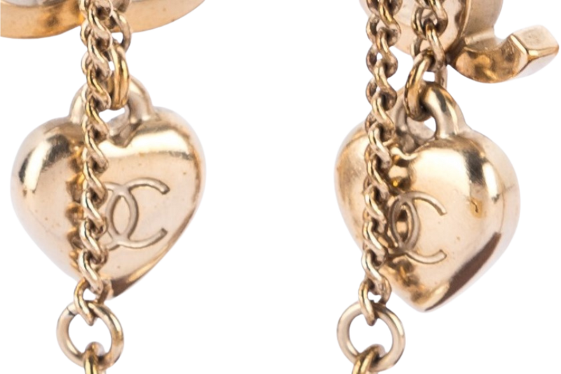 Chanel Light GP Drop Earrings Perfume Heart Shape & CC Motif