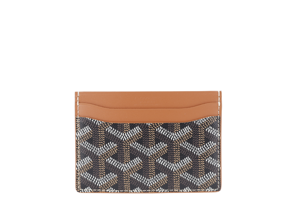 GOYARD SAINT-SULPICE CARD WALLET BLACK AND TAN COLOR WITH BOX