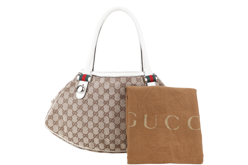 GUCCI ABBEY GG BROWN CANVAS SHOULDER TOTE WITH DUST COVER