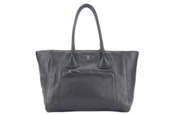PRADA TOTE BAG BLACK LEATHER GOLD HARDWARE NO DUST COVER