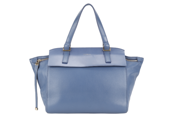 FURLA BLUE LEATHER HANDBAG GOLD HARDWARE NO DUST COVER