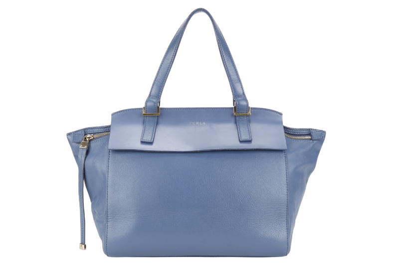 FURLA BLUE LEATHER HANDBAG GOLD HARDWARE NO DUST COVER