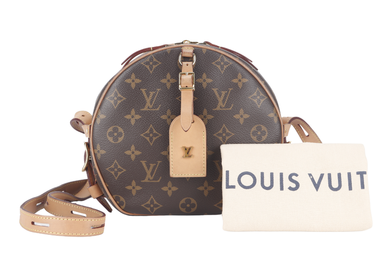 LOUIS VUITTON BOITE CHAPEAU SOUPLE MM BROWN MONOGRAM CANVAS GOLD HARDWARE WITH DUST COVER