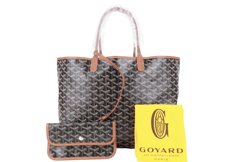 GOYARD SAINT LOUIS PM BAG BLACK AND TAN COLOR WITH DUST COVER