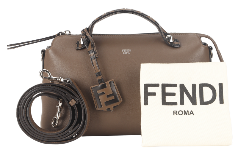 FENDI BY THE WAY&nbsp;(8BL146) MEDIUM BROWN LEATHER SILVER HARAWARE WITH STRAPS AND DUST COVER