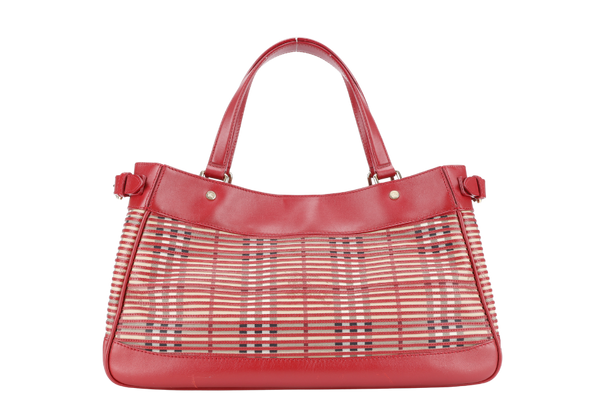 BURBERRY RAVENSCLON PINK HAYMARKET CHECK HANDBAG WITH DUST COVER