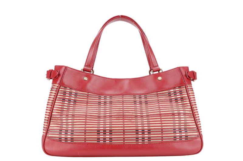 BURBERRY RAVENSCLON PINK HAYMARKET CHECK HANDBAG WITH DUST COVER