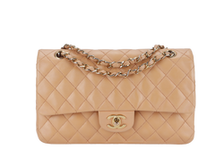 CHANEL CLASSIC FLAP SMALL (9589xxxx) PEACH COLOR LAMBSKIN GOLD HARDWARE