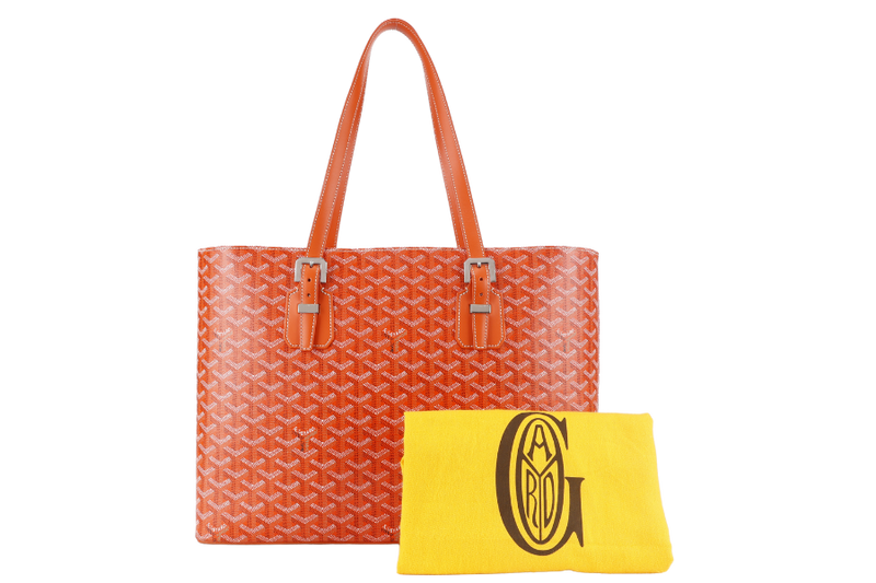 GOYARD SAC MARINE GALANTE GM ORANGE GOYARDINE CANVAS SILVER HARDWARE WITH DUST COVER