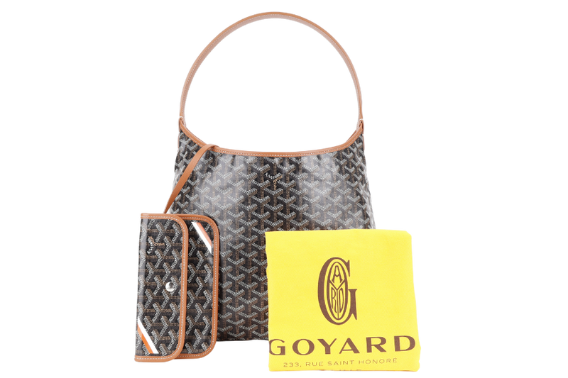 GOYARD BOHEME HOBO BLACK & TAN GOYARDINE WITH POUCH AND DUST COVER