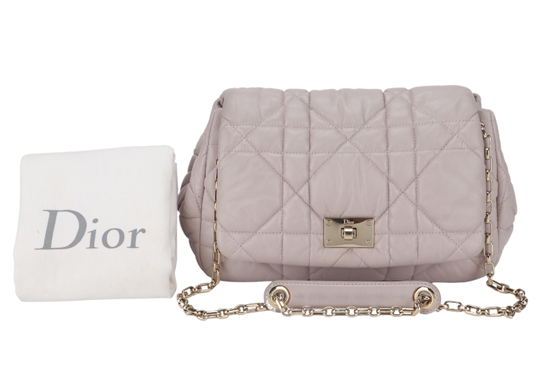 CHRISTIAN DIOR DIOR CANNAGE MILLY LA FORET SMALL (01-BO-0182) PINK LAMBSKIN GOLD HARDWARE WITH DUST COVER