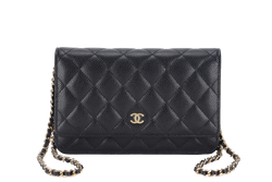 CHANEL WALLET ON CHAIN (JT7Xxxxx) BLACK CAVIAR LEATHER GOLD HARDWARE WITH DUST COVER AND BOX