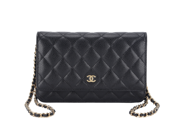 CHANEL WALLET ON CHAIN (JT7Xxxxx) BLACK CAVIAR LEATHER GOLD HARDWARE WITH DUST COVER AND BOX