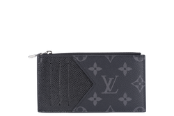 LOUIS VUITTON M30271 COIN CARD HOLDER BLACK TAIGARAMA WITH DUST COVER AND BOX