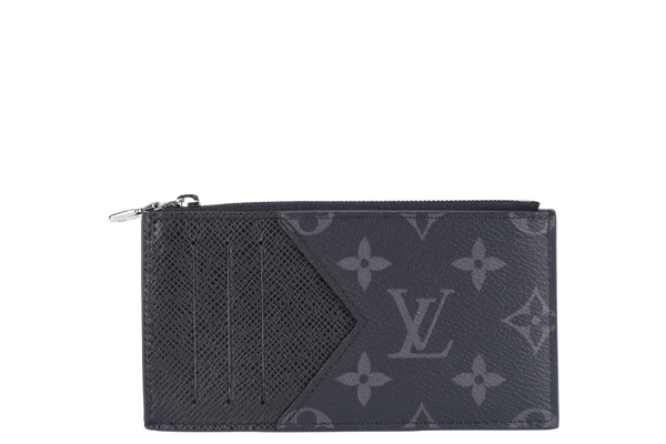 LOUIS VUITTON M30271 COIN CARD HOLDER BLACK TAIGARAMA WITH DUST COVER AND BOX