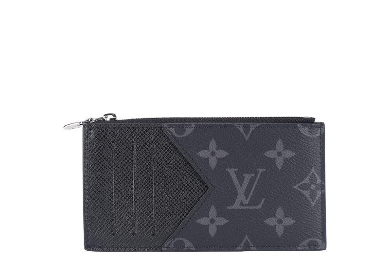 LOUIS VUITTON M30271 COIN CARD HOLDER BLACK TAIGARAMA WITH DUST COVER AND BOX