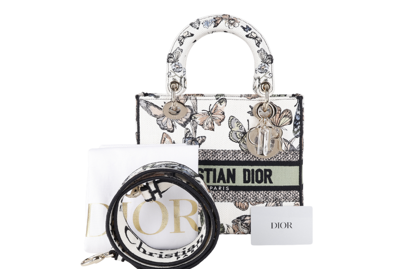 CHRISTIAN DIOR LADY DIOR MEDIUM LADY D-LITE BAG (50-MA-0293) GOLD HARDWARE WITH STRAPS, CARD AND DUST COVER