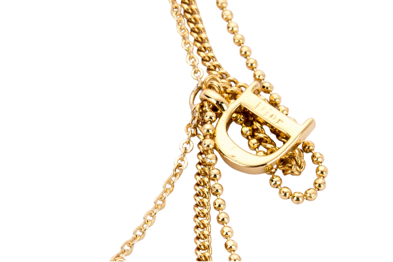 Christian Dior Gold Necklace D.I.O.R Dangling Pendant