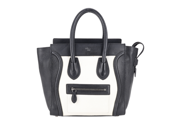 CELINE LUGGAGE TOTE BAG MICRO WHITE TRICOLOR CALF LEATHER SILVER HARDWARE NO DUST COVER