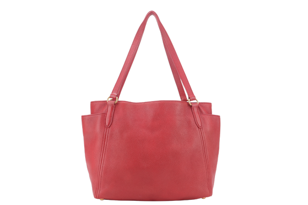 PRADA VITELLO DAINO DOUBLE POCKET TOTE BAG RED LEATHER GOLD HARDWARE NO DUST COVER