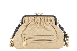 MARC JACOBS LITTLE STAM BAG QUILTED GOLD METALLIC CALF LEATHER GOLD HARDWARE WITH DUST COVER