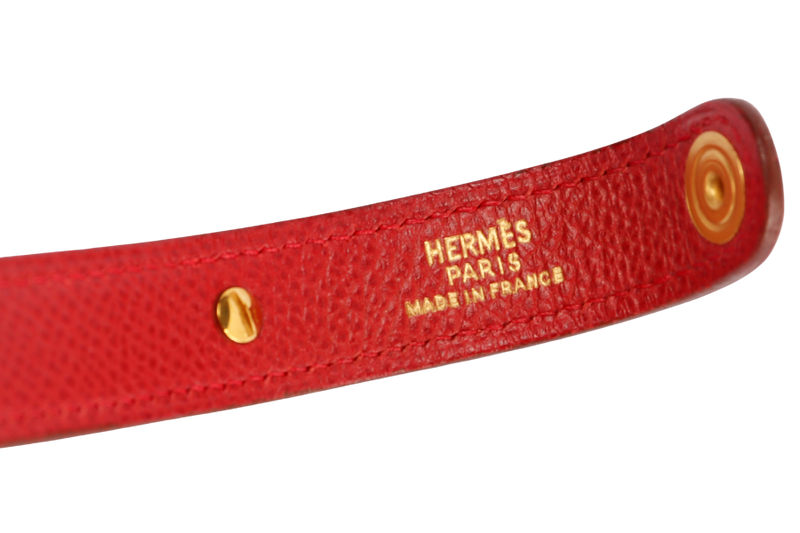 Hermes Vintage Red Epsom Leather Glove Holder with Gold Hardware