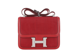 HERMES CONSTANCE 23 CRINOLINE AND ROUGE CASAQUE SWIFT SILVER HARDWARE STAMP P (2012) WITH DUST COVER