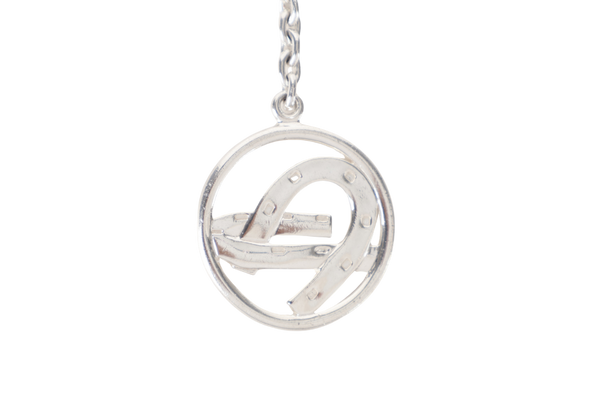HERMES SV925 SILVER KEY CHAIN WITH HOUSE SHOE CHARM NO BOX