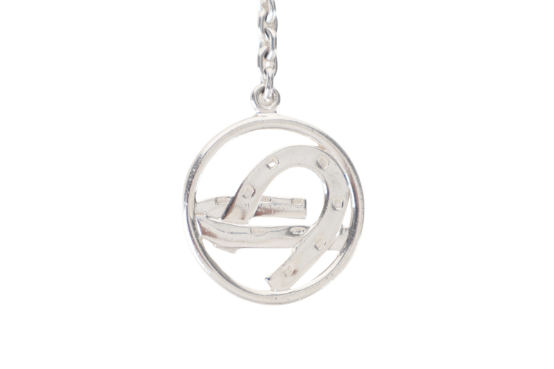 HERMES SV925 SILVER KEY CHAIN WITH HOUSE SHOE CHARM NO BOX