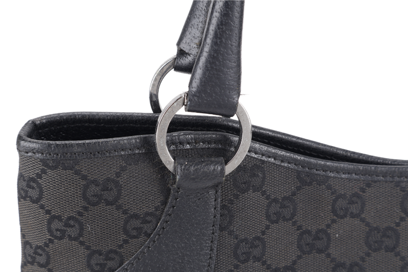 GUCCI BLACK CANVAS TOTE BAG SILVER HARDWARE NO DUST COVER