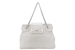 CHANEL MADEMOISELLE LOCK EAST WEST (1257xxxx) SHOPPING TOTE GREY CALFSKIN SILVER HARDWARE NO DUST COVER