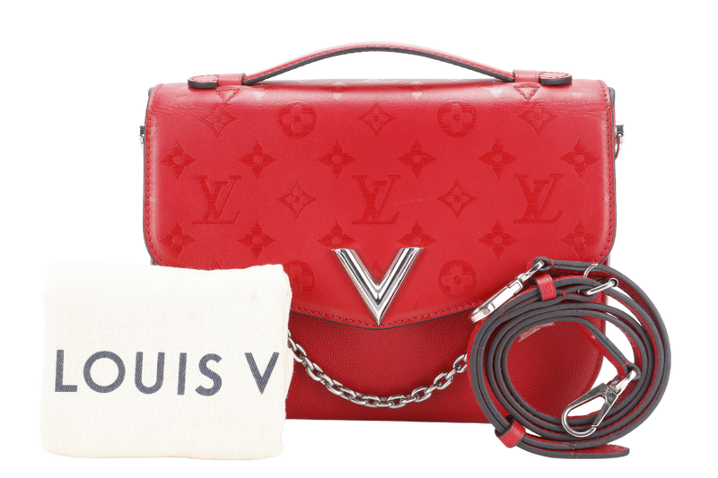 LOUIS VUITTON VERY MESSENGER (M51682) RUBIS MONOGRAM LEATHER GOLD HARDWARE WITH SLING AND DUST COVER