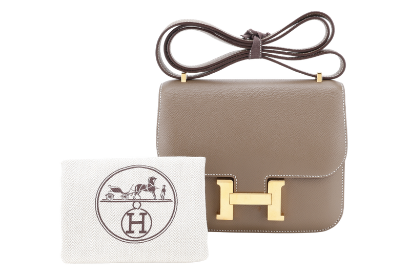 HERMES CONSTANCE 18 STAMP U (YEAR 2022) ETOUPE EPSOM GOLD HARDWARE WITH DUST COVER