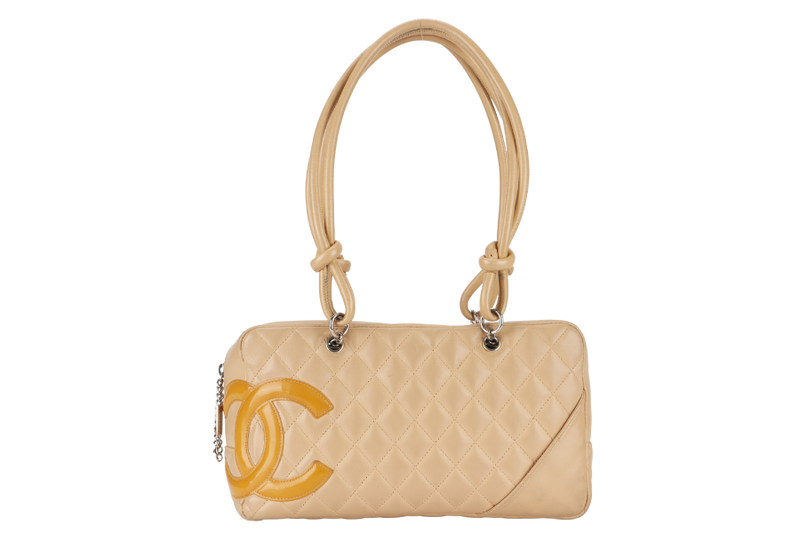 CHANEL VINTAGE CAMBON BOWLER BAG (1023xxxx) BEIGE LAMBSKIN WITH DUST COVER AND BOX