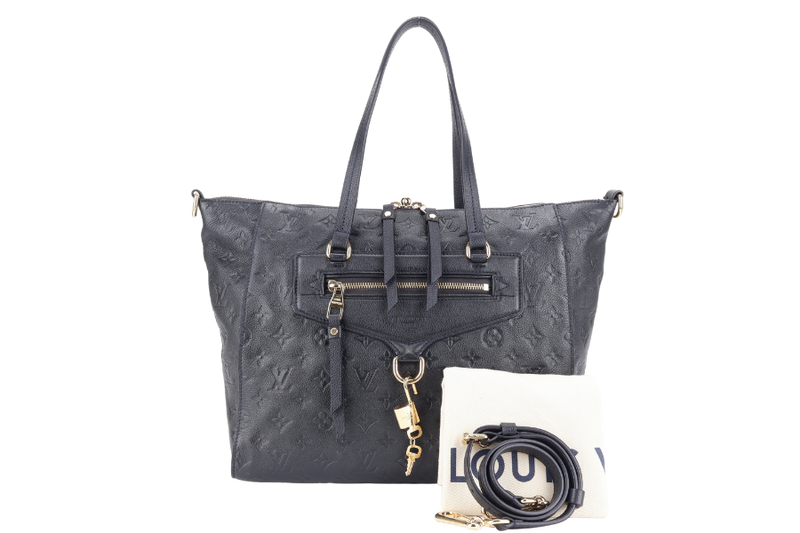 LOUIS VUITTON LUMINEUSE PM BLACK MONOGRAM EMPREINTE LEATHER GOLD HARDWARE WITH PADLOCK, KEYS , STRAPS AND DUST COVER