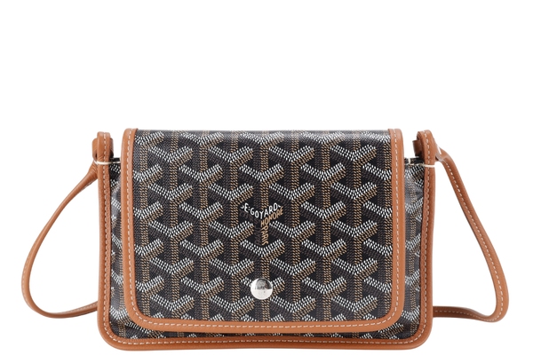 GOYARD PLUMET POCKET WALLET BLACK AND TAN COLOR WITH DUST COVER