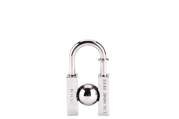 HERMES SILVER PALLADIUM EMBELLIR LA TERRE LOCK CHARM WITH BOX