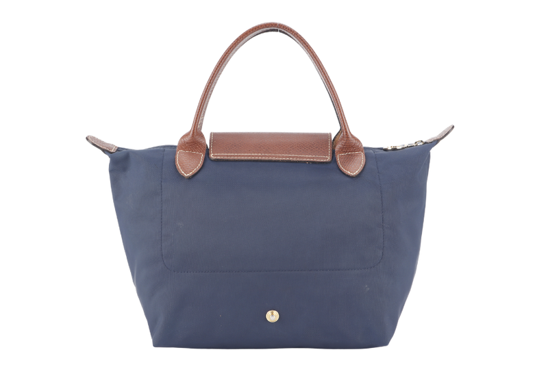 LONGCHAMP LE PLIAGE SMALL NAVY BLUE CANVAS GOLD HARDWARE NO DUST COVER