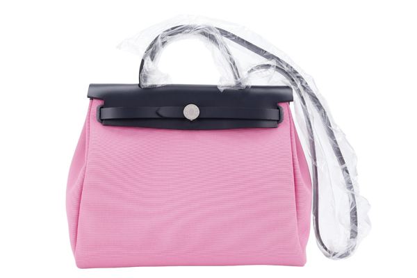 HERMES HERBAG ROSE BUBBLEGUM BLUE INDIGO RUBIS CANVAS STAMP U (YEAR 2022) WITH LOCK&KEYS, DUST COVER AND BOX