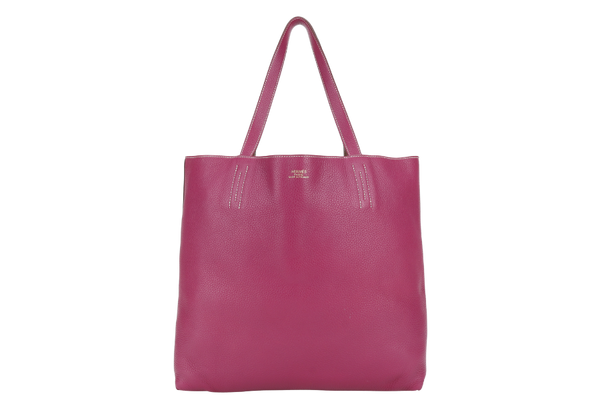 HERMES DOUBLE SENS TOTE MARRON D'INDE AND ANEMONE TAURILLON CLEMENCE LEATHER WITH DUST COVER