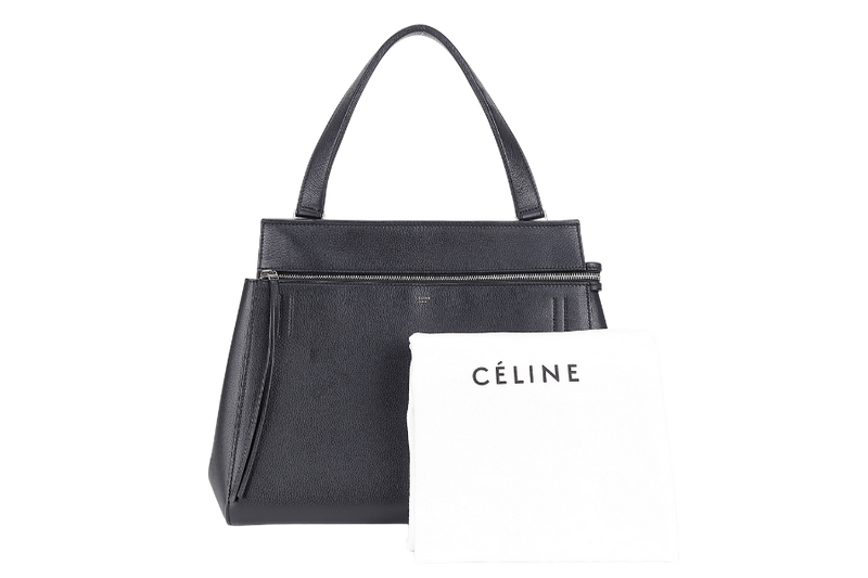 CELINE EDGE HANDBAG BLACK CALF LEATHER SILVER HARDWARE WITH DUST COVER
