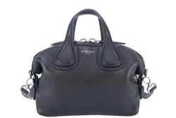 GIVENCHY NIGHTINGALE SATCHEL BLACK LEATHER SILVER HARDWARE WITH STRAPS AND DUST COVER