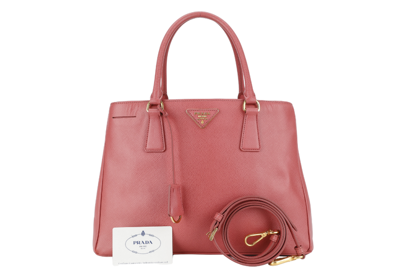 PRADA BN1874 TAMARIS PEACH COLOR SAFFIANO BAG WITH CARD AND STRAPS, NO DUST COVER