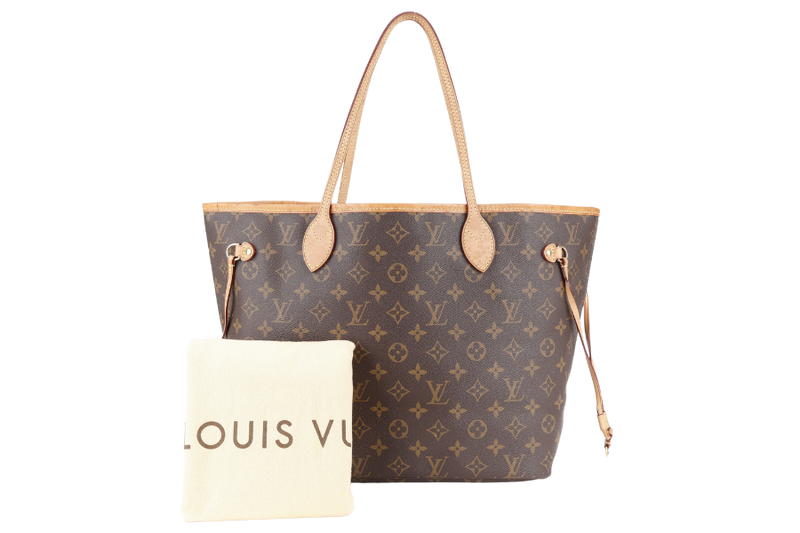 LOUIS VUITTON M46975 NEVERFULL MM MONOGRAM CANVAS GOLD HARDWARE WITH DUST COVER