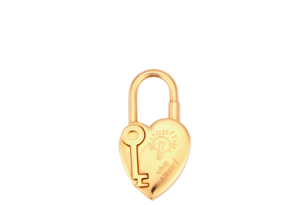 HERMES GOLD PLATED HEART LOCK CHARM WITH BOX
