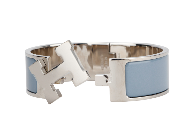 Hermes Clic Clac 2cm MM Size, Gris Orage Color, Silver Hardware, with Dust Cover & Box