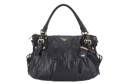 PRADA SATCHEL BAG (BR4281) WITH STRAPS BLACK CALFSKIN NO DUST COVER