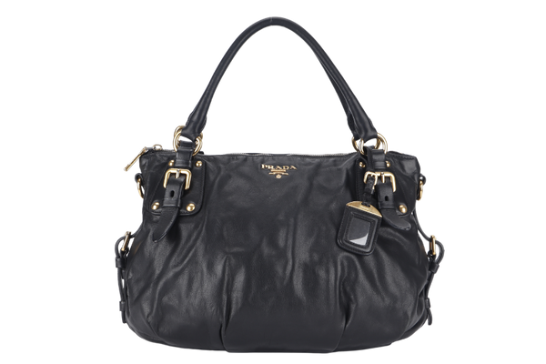 PRADA SATCHEL BAG (BR4281) WITH STRAPS BLACK CALFSKIN NO DUST COVER