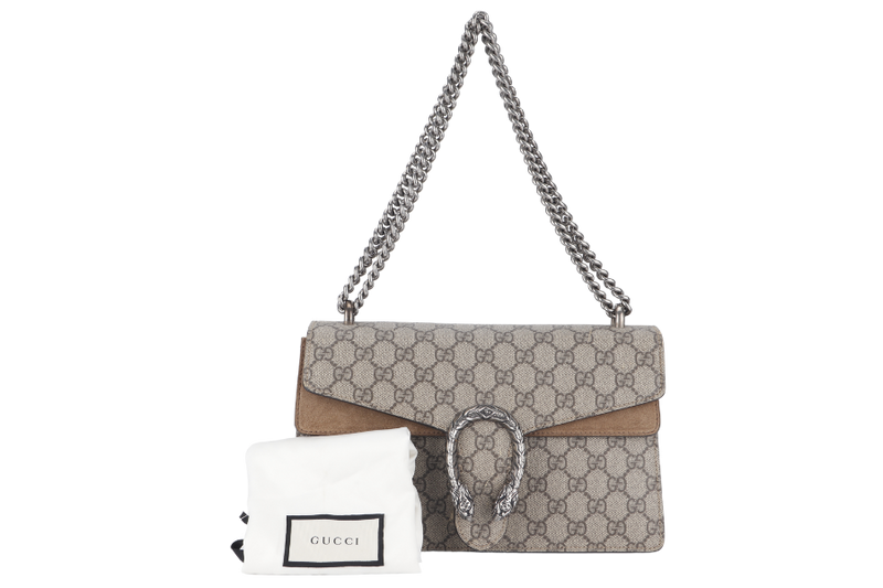 GUCCI DIONYSUS MEDIUM (400249 498879) BROWN SILVER HARDWARE 2WAYS BAG WITH DUST COVER